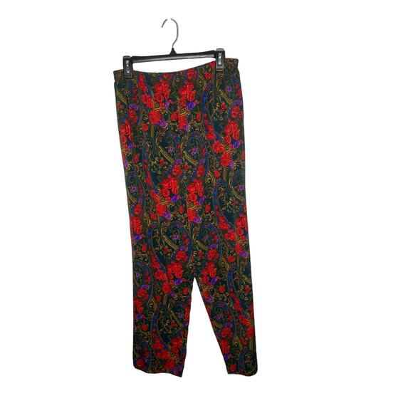 Victoria Secrets Gold Label red rose paisley pj bottoms pants robe no belt M - Picture 4 of 5